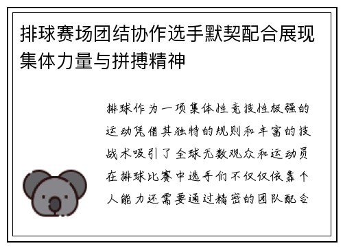 排球赛场团结协作选手默契配合展现集体力量与拼搏精神